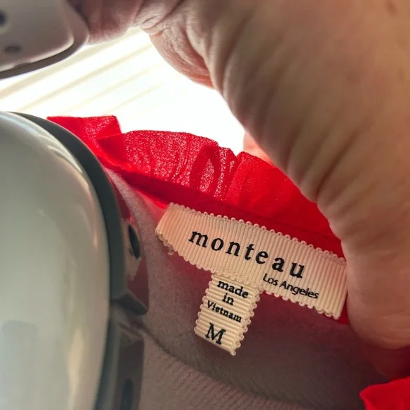 Monteau Vibrant Red Blouse with Bell Sleeves - Picture 8 of 8